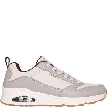 SKECHERS MENS UNO LACE TRAINER - NATURAL BROWN