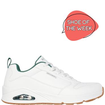 SKECHERS MENS UNO LACE TRAINER - WHITE GREEN