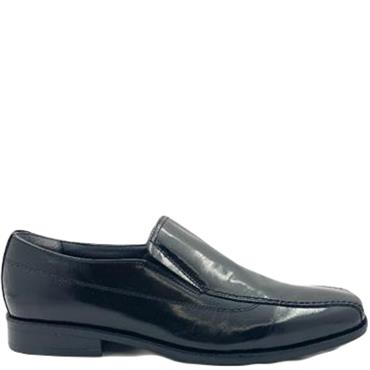 LUISETTI MENS LEATHER STITCH SLIPON SHOE - BLACK