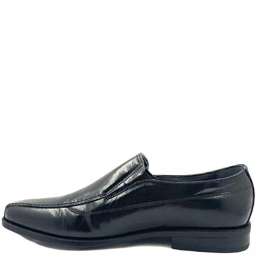LUISETTI MENS LEATHER STITCH SLIPON SHOE - BLACK