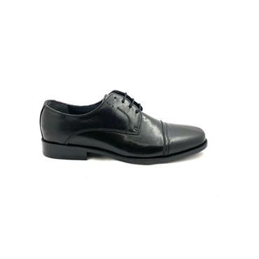 LUISETTI MENS LEATHER T/CAP LACE SHOE - BLACK