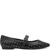 MARCO TOZZI WOMENS FLAT STUD STRAP SHOE - BLACK
