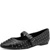 MARCO TOZZI WOMENS FLAT STUD STRAP SHOE - BLACK