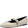 MARCO TOZZI WOMENS FLAT STUD STRAP SHOE - CREAM