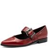 MARCO TOZZI WOMENS FLAT STRAP SHOE - DARK RED PATENT