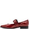 MARCO TOZZI WOMENS FLAT STRAP SHOE - DARK RED PATENT