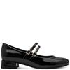 MARCO TOZZI WOMENS LOW HEEL STRAP SHOE - BLACK PATENT