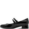 MARCO TOZZI WOMENS LOW HEEL STRAP SHOE - BLACK PATENT