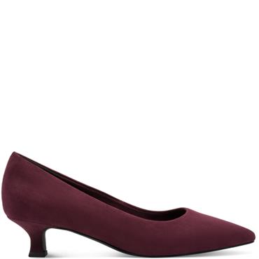 MARCO TOZZI WOMENS LOW HEEL COURT SHOE - MULBERRY SUEDE