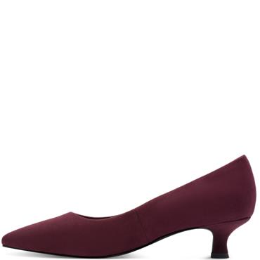 MARCO TOZZI WOMENS LOW HEEL COURT SHOE - MULBERRY SUEDE