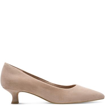 MARCO TOZZI WOMENS LOW HEEL COURT SHOE - TAN SUEDE