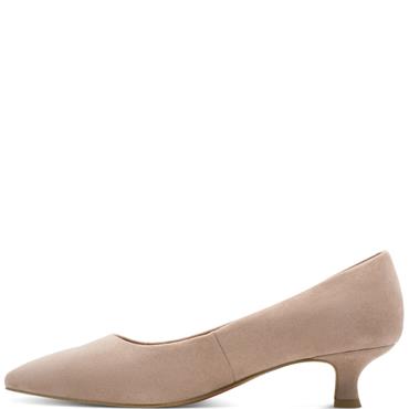 MARCO TOZZI WOMENS LOW HEEL COURT SHOE - TAN SUEDE