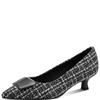 MARCO TOZZI WOMENS LOW HEEL COURT SHOE - BLACK FABRIC