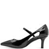 MARCO TOZZI WOMENS SLIP ON MID HEEL - BLACK PATENT