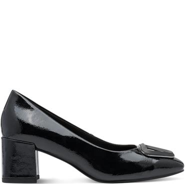 MARCO TOZZI WOMEN MID HEEL COURT SHOE - BLACK PATENT