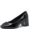 MARCO TOZZI WOMEN MID HEEL COURT SHOE - BLACK PATENT