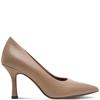 MARCO TOZZI WOMENS MID HEEL COURT SHOE - CAPPUCCINO