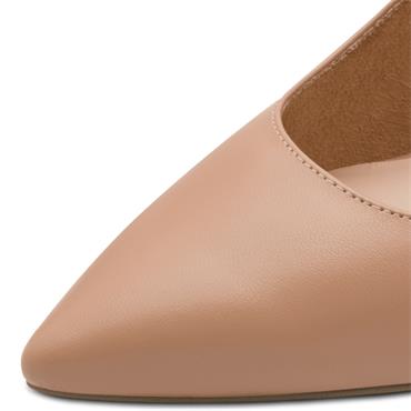 MARCO TOZZI WOMENS MID HEEL COURT SHOE - CAPPUCCINO
