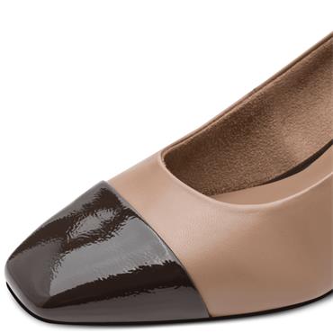 MARCO TOZZI WOMENS SLIP ON MID HEEL - CAPPUCCINO