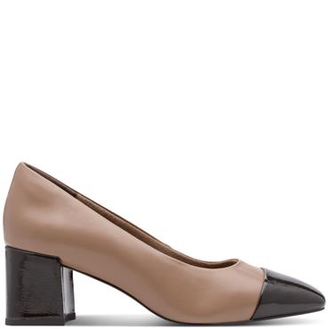 MARCO TOZZI WOMENS SLIP ON MID HEEL - CAPPUCCINO