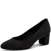 MARCO TOZZI MID HEEL COURT SHOE - BLACK GLITTER