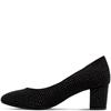 MARCO TOZZI MID HEEL COURT SHOE - BLACK GLITTER
