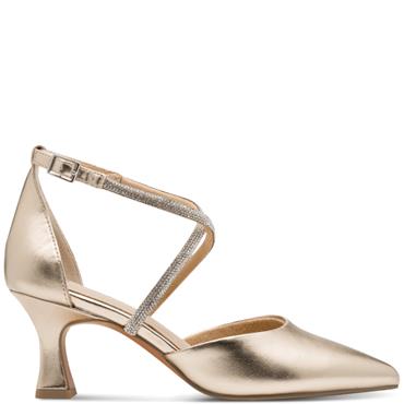 MARCO TOZZI WOMENS SLIP ON MID HEEL - GOLD