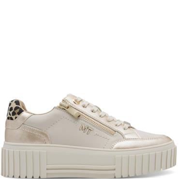MARCO TOZZI WOMENS ANIMAL PRINT TRAINER - CREAM GOLD