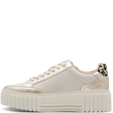MARCO TOZZI WOMENS ANIMAL PRINT TRAINER - CREAM GOLD