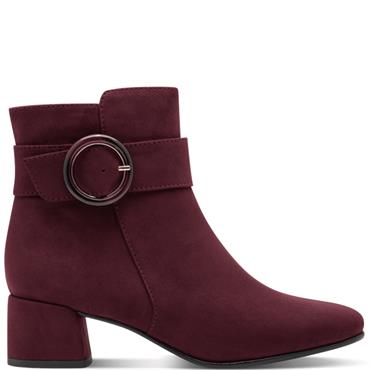 MARCO TOZZI WOMENS ZIP ANKLE BOOT - MULBERRY