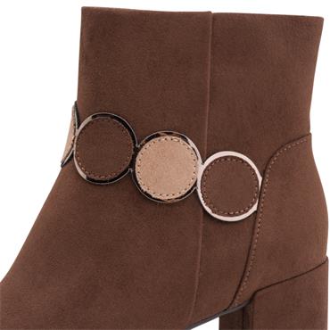 MARCO TOZZI WOMENS ZIP ANKLE BOOT - CHOCOLATE