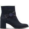 MARCO TOZZI WOMENS ZIP ANKLE BOOT - DARK NAVY