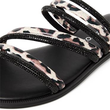 MARCO TOZZI WOMENS FLAT SANDAL - BLACK MULTI
