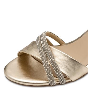 MARCO TOZZI WOMENS MID HEEL STRAP SANDAL - GOLD