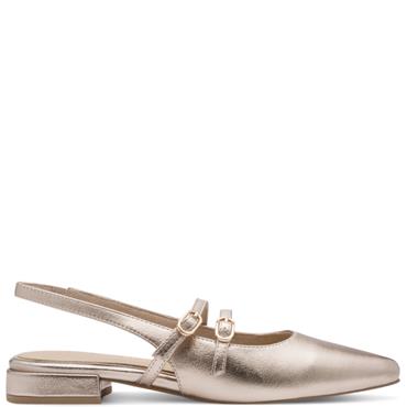 MARCO TOZZI WOMENS LOW HEEL SLINGBACK - PLATINUM