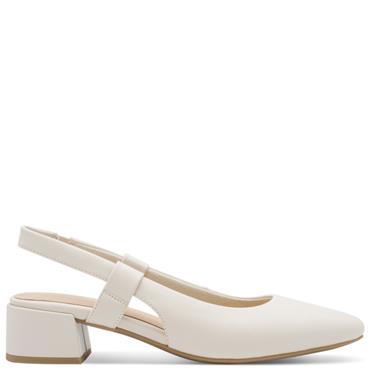 MARCO TOZZI WOMENS LOW HEEL SLING BACK - CREAM