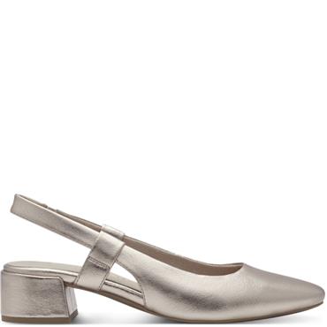 MARCO TOZZI WOMENS LOW HEEL SLING BACK - PLATINUM