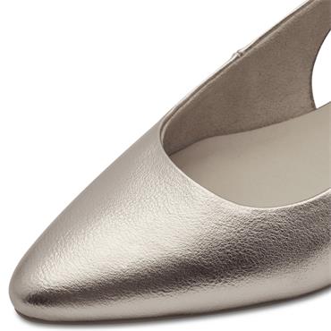 MARCO TOZZI WOMENS LOW HEEL SLING BACK - PLATINUM