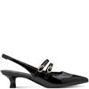 MARCO TOZZI WOMENS LOW HEEL SLING BACK - BLACK PATENT