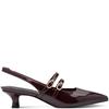 MARCO TOZZI WOMENS LOW HEEL SLING BACK - BORDEAUX PATENT