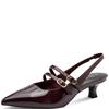 MARCO TOZZI WOMENS LOW HEEL SLING BACK - BORDEAUX PATENT