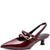 MARCO TOZZI WOMENS LOW HEEL SLING BACK - CHIANTI PATENT