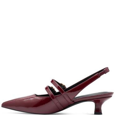 MARCO TOZZI WOMENS LOW HEEL SLING BACK - CHIANTI PATENT
