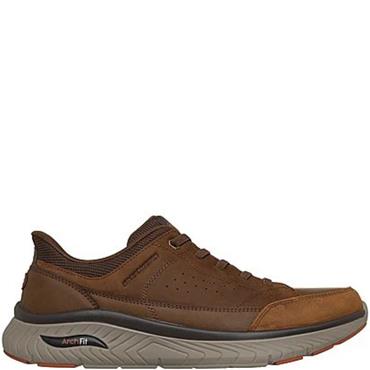 SKECHERS MENS ARCH FIT CASUAL SHOE - DARK BROWN