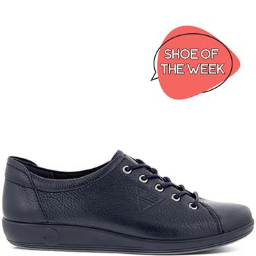 ECCO WOMENS SOFT LACE SHOE - NAVY