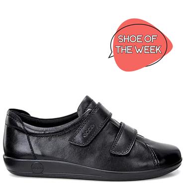ECCO WOMENS SOFT VELCRO SHOE - BLACK