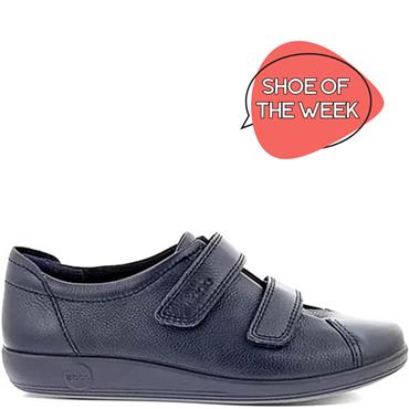 ECCO WOMENS SOFT VELCRO SHOE - NAVY