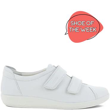 ECCO WOMENS SOFT VELCRO SHOE - WHITE