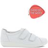 ECCO WOMENS SOFT VELCRO SHOE - WHITE