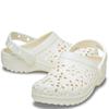 CROCS WOMENS CLASSIC FLORAL CUT OUT CLOG - CHALK